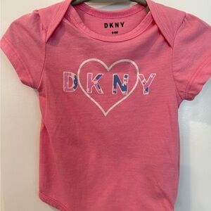 DKNY Pink Short Sleeve Tee with Distressed Heart Design